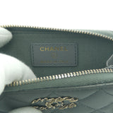 CHANEL Matelasse Zip Coin Purse Coco Mark Caviar Skin Gray Case Y03255