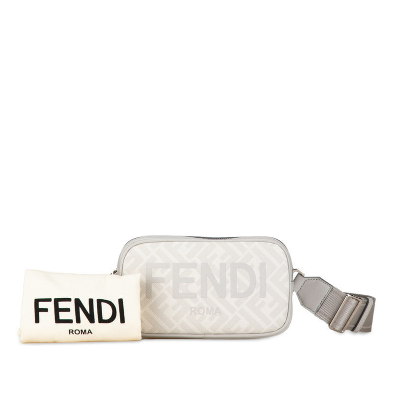 FENDI ZUCCA SHOULDER BAG GRAY PVC LEATHER WOMEN'S