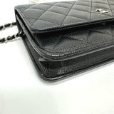 CHANEL AP0250 Matelasse Coco Mark Classic Chain Wallet Shoulder Bag Caviar Skin Women's Black