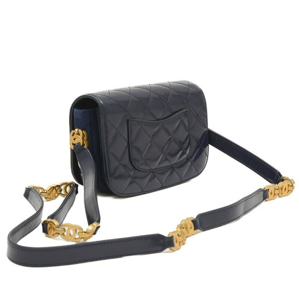 Chanel Matelasse Shoulder Bag Calf Suede Navy AS3396