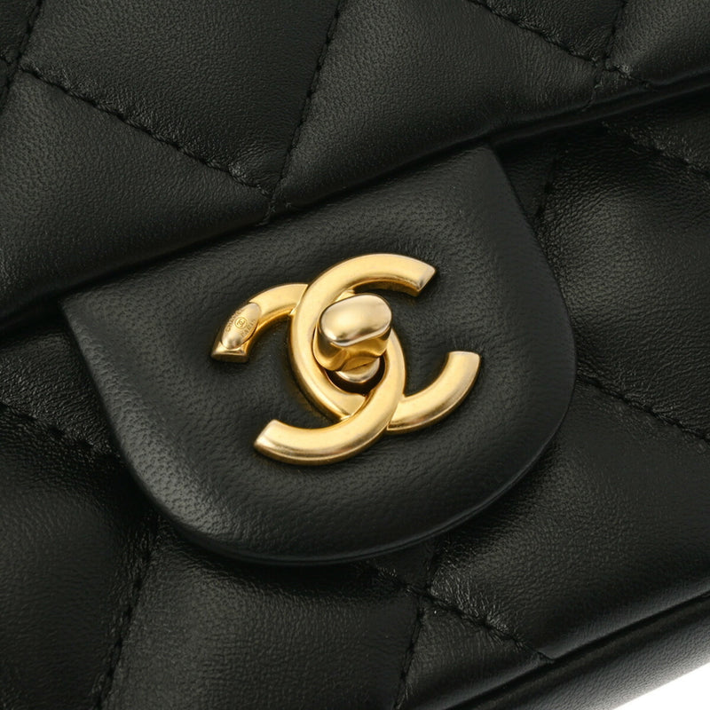 CHANEL Chanel Matelasse Flap Bag 18cm Black AS2431 Women's Lambskin Shoulder