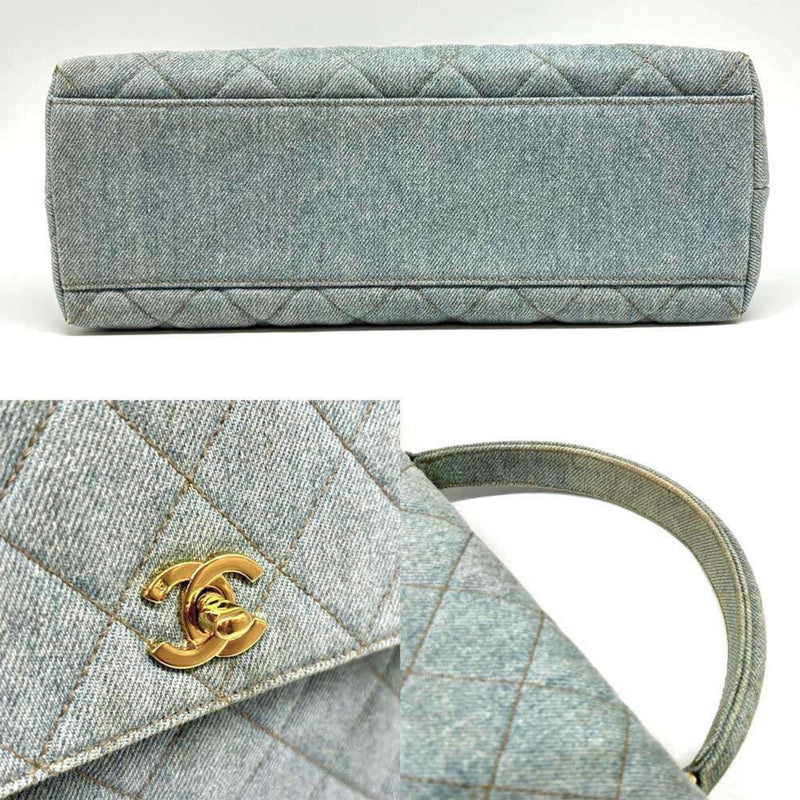 Chanel handbag denim stitching coco mark indigo blue CHANEL