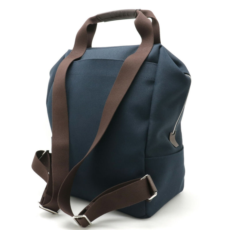 HERMES Sac de Pansage Groom Backpack Rucksack Canvas Leather Navy Dark Brown