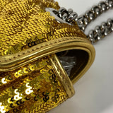 Gucci 446744 GG Marmont Crossbody Shoulder Double Chain Shoulder Bag Yellow Gold