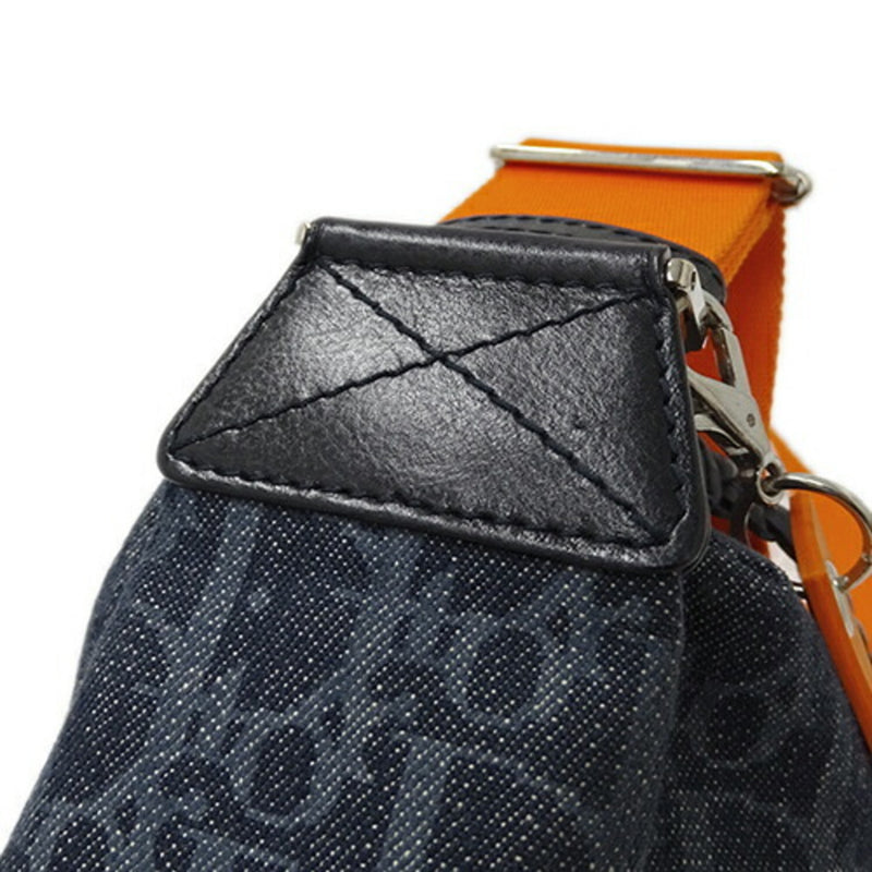 Christian Dior Dior Bag Women's Shoulder Flight Trotter Denim Navy Orange Compact