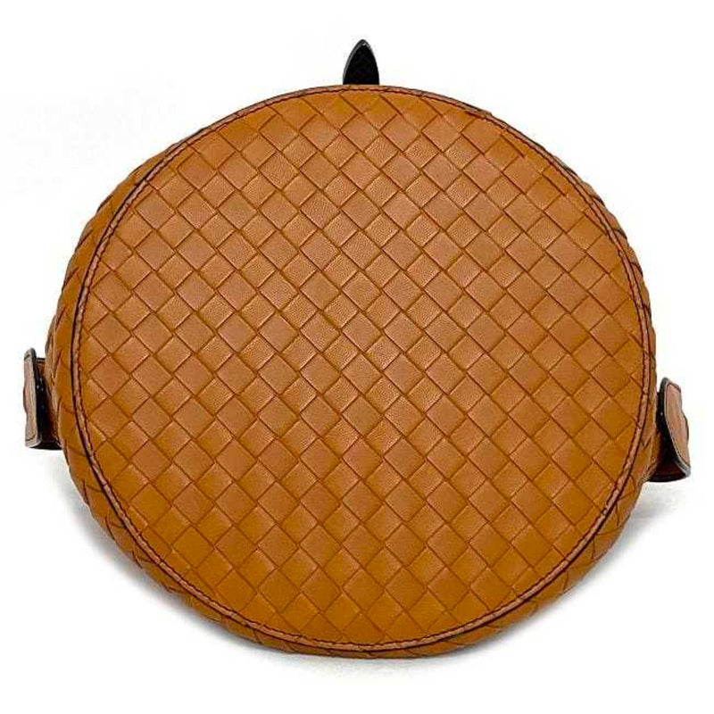 Bottega Veneta Handbag Tamboura Orange Camel Intrecciato 535263 Leather BOTTEGA VENETA Bucket Tote Bag Ladies