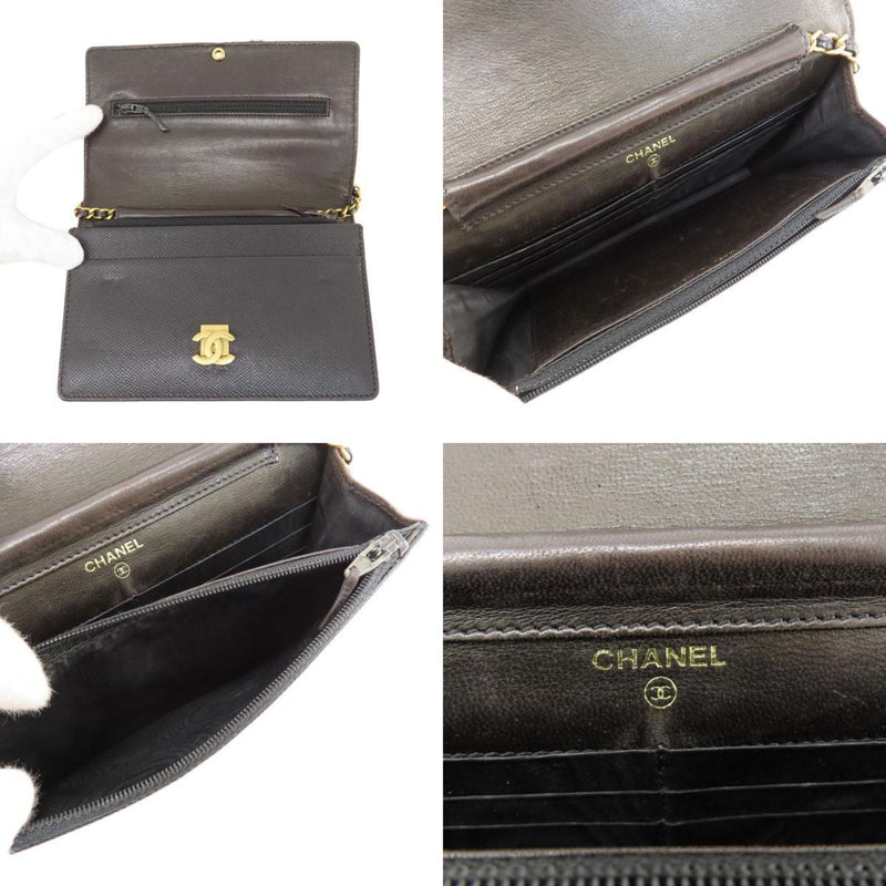 Chanel Chain Wallet Coco Mark Long Caviar Skin Women's CHANEL