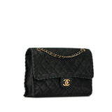 Chanel Matelasse Coco Mark Chain Shoulder Bag Black Suede Leather Women's CHANEL