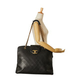 Chanel Bicolor Coco Mark Supermodel Bag Chain Tote Shoulder Black Lambskin Women's CHANEL