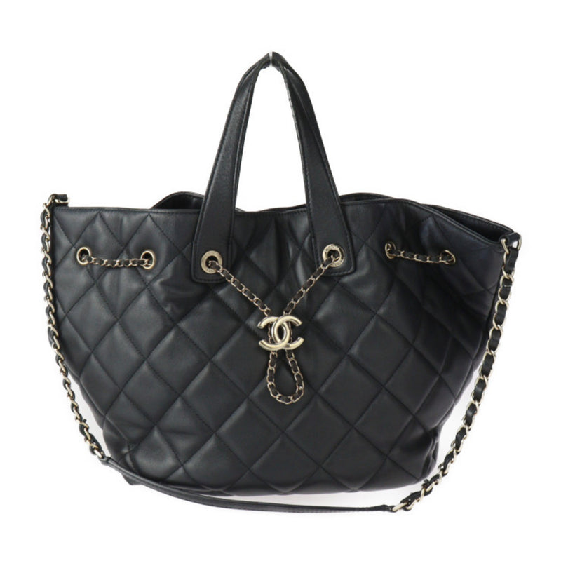 CHANEL Chanel Bag Handbag Lambskin Black Matelasse Coco Mark Shoulder Tote Quilted