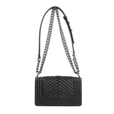 Chanel V-stitch chain shoulder bag Boy leather black ladies CHANEL