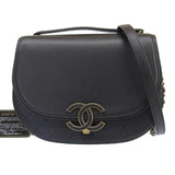 CHANEL Coco Mark Bag A93460 with sticker, 24th series, handbag, shoulder bag, calfskin, black