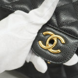 Chanel Shoulder Bag Deca Matelasse W Flap Chain Caviar Skin Black Women's