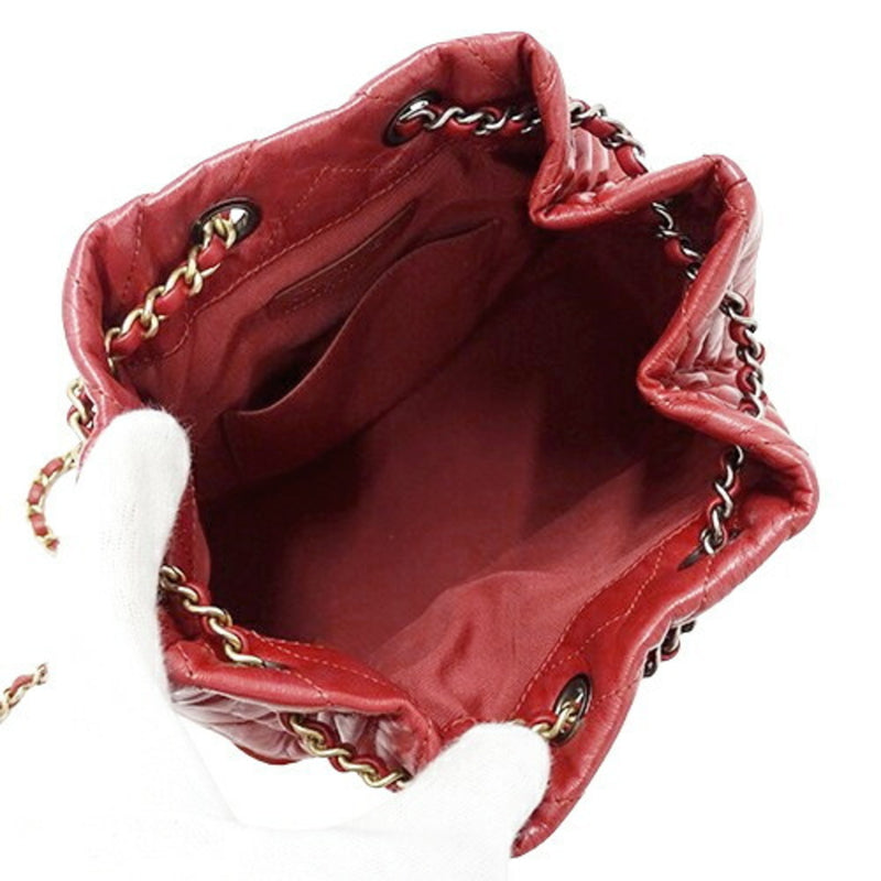 CHANEL Bag Gabrielle de Chanel Small Backpack Women's Leather Red Chain Compact