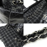 Chanel Tote Bag Portobello Leather Tweed Black 2way Chain 1 Women's CHANEL