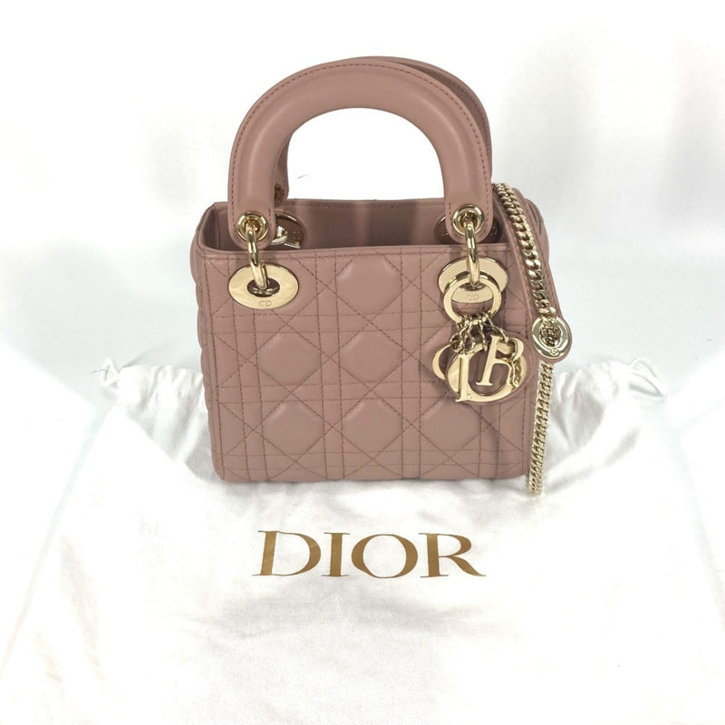 CHRISTIAN DIOR M0505ONGE_M50P Lady CHRISTIAN DIOR Cannage Chain Shoulder Bag Crossbody Bag Hand Bag Pink BeigeBased