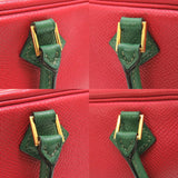 Hermes Plume Couchevel Rouge Vif Vert □A stamp handbag bag red green HERMES