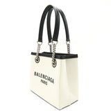 BALENCIAGA Duty Free Small Tote Bag Cotton Leather Women's White Black 759941 2AA