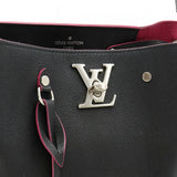 LOUIS VUITTON Louis Vuitton Lockme Bucket Shoulder Bag Leather Noir Black Pink M54677