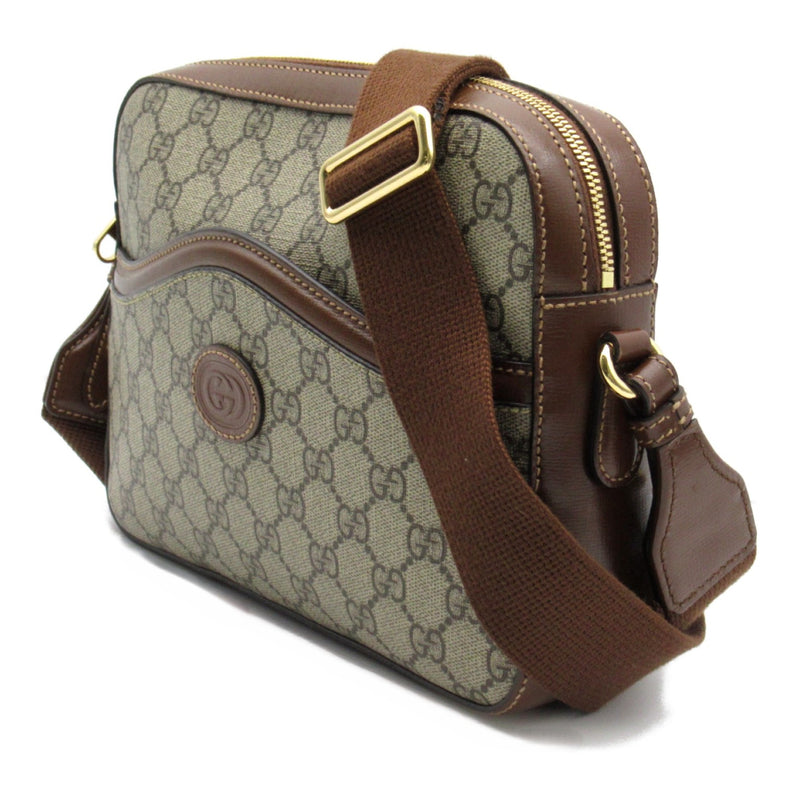 GUCCI GG Supreme Shoulder Bag Beige Brown PVC coated canvas 675891