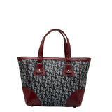 Christian Dior Dior Trotter Handbag Navy Wine Red Leather Jacquard Ladies