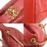 CHANEL Shoulder Bag Matelasse Leather Metal Red Women's e58661f