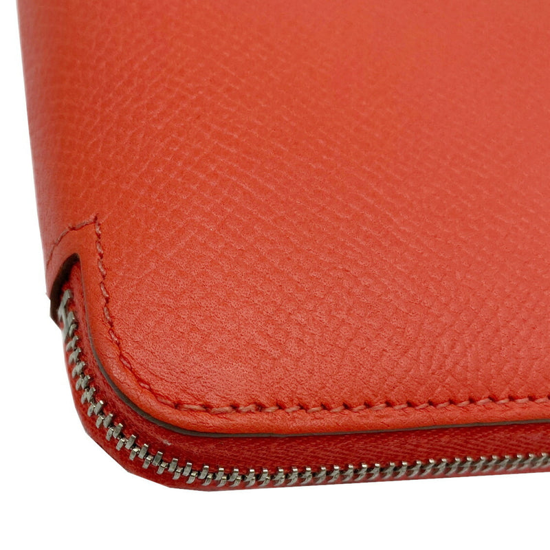 HERMES Azap Long Silk In Epson Rose Jaipur □Q Engraved (2013) Wallet Round Leather Red Women's