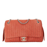 Chanel Mademoiselle Coco Mark Chain Tote Bag Orange Pink Suede Women's CHANEL