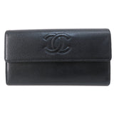 Chanel Coco Mark Long Wallet Caviar Skin Women's CHANEL