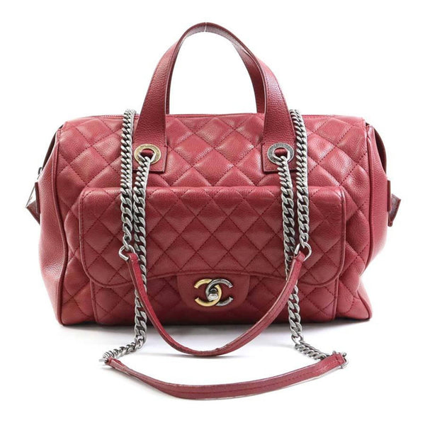 Chanel Women's Caviar Leather Handbag,Shoulder Bag Burgundy