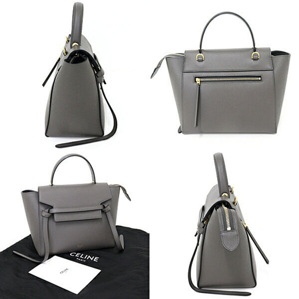 CELINE Micro Belt Bag Handbag Grained Calfskin 189153ZVA.10DC Grey