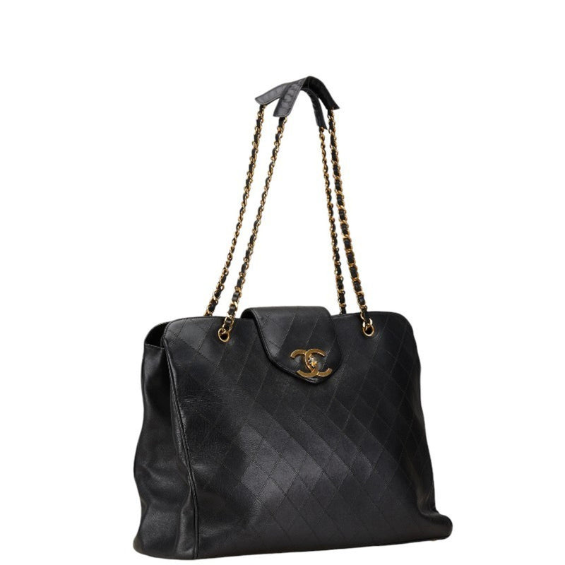 Chanel Bicolor Coco Mark Supermodel Bag Chain Tote Shoulder Black Lambskin Women's CHANEL