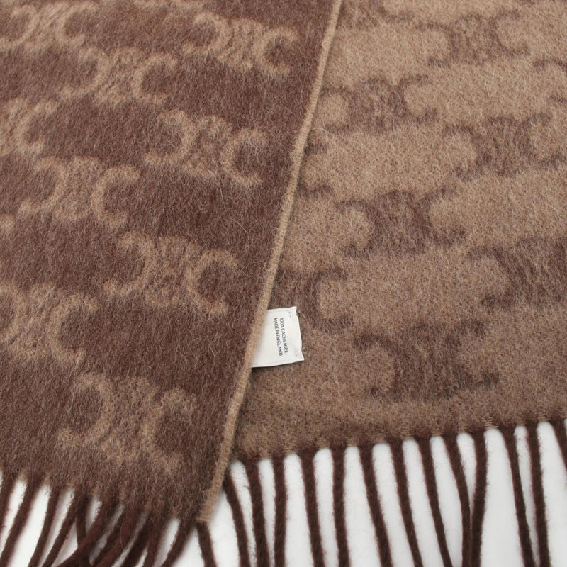 CELINE Monogram Scarf Muffler Clothing Cashmere Women's Beige Brown 2AW02252U