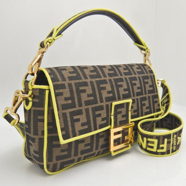 FENDI Mamma Bucket 8BR600 Shoulder Bag Zucca Canvas Brown Yellow 251790