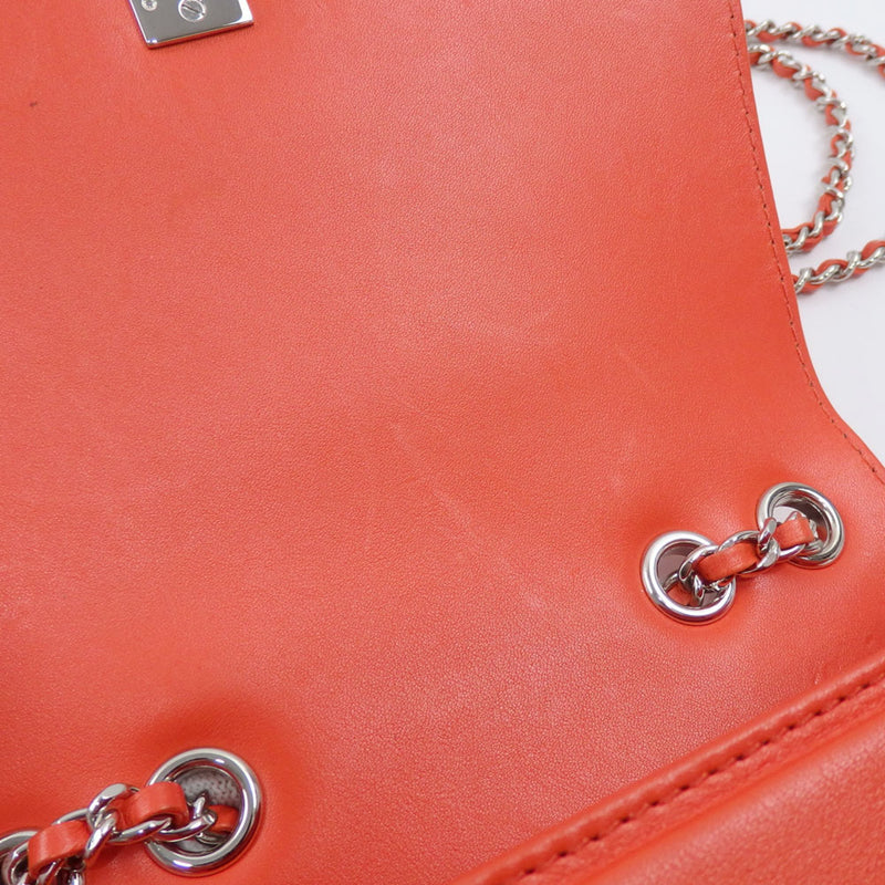 Chanel Chain Shoulder Bag for Women Red Orange Coco Mark