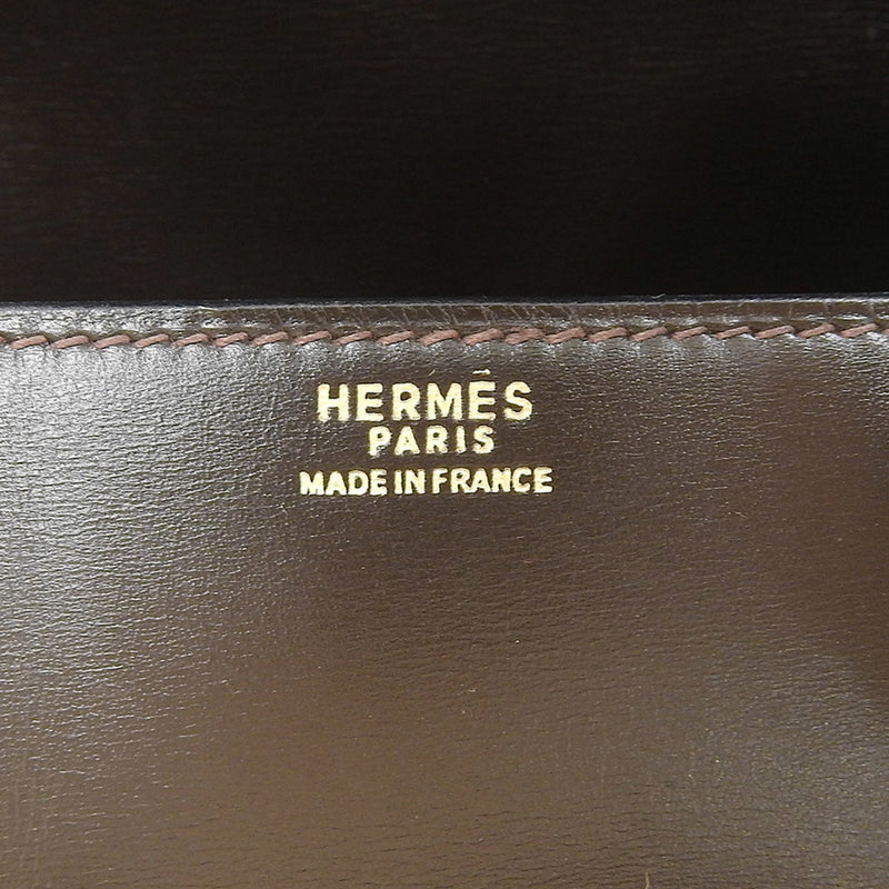 Hermes HERMES Drag 27 〇S engraved handbag bag box calf chocolate GP hardware