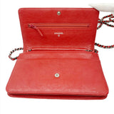 CHANEL Boy Chanel Chain Wallet Shoulder Bag Red S Hardware Lambskin Ladies