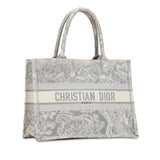 Christian Dior Dior Book Tote Medium Embroidery Handbag Bag Grey Canvas Women's