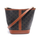 CELINE Small Bucket Triomphe Shoulder Bag Coated Canvas Leather Women's Brown 191442CAS.04LU