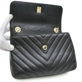 Chanel Chevron Shoulder Bag Lambskin Black A92236