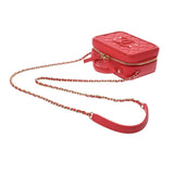 CHANEL CC Filigree Small Vanity Chain Shoulder Bag Red A93343 Women's Caviar Skin Handbag