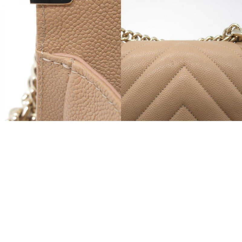 CHANEL Boy Chanel V-stitch chain shoulder bag Shoulder Bag Caviar skin (grained calf) Women's Beige