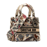 Christian Dior Dior Book Tote Dee-Lite Bird Flower Handbag Shoulder Bag White Multicolor Canvas Women's