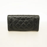 Chanel Long Wallet Matelasse Lambskin Black Women's