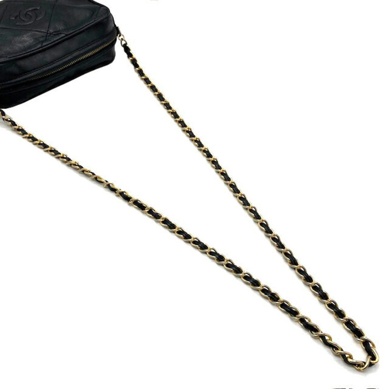 CHANEL Chain Shoulder Bag Lambskin Black Pochette