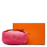 Hermes Bride A Black PM Handbag Pouch Hibiscus Pink Orange Canvas Women's HERMES