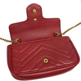 GUCCI 476433 Chain Shoulder GG Marmont Bag Red Women's