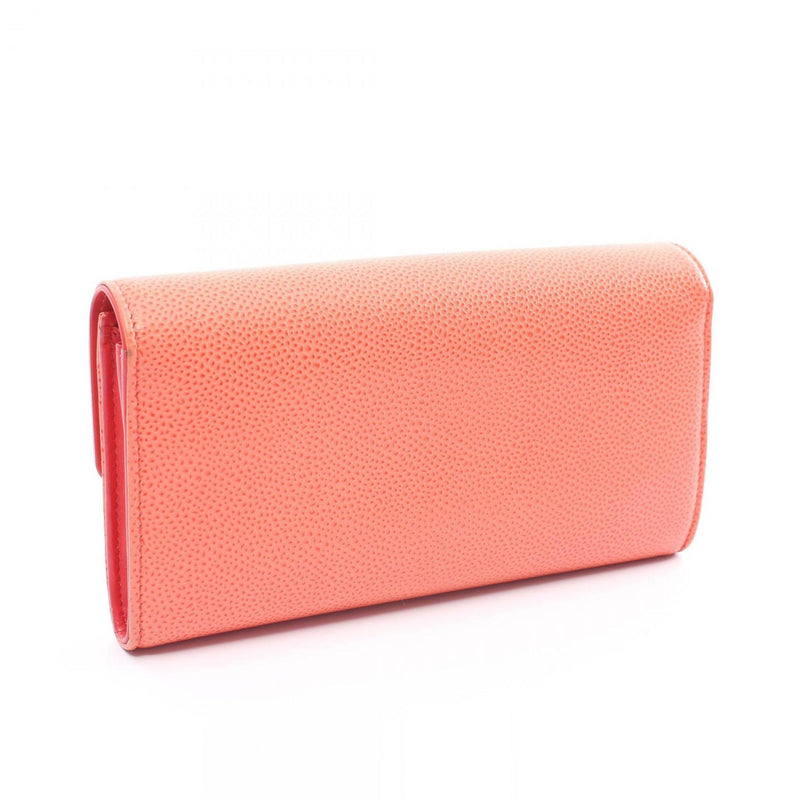 CHANEL Coco Mark Bi-fold Wallet, Caviar Skin, Women's, Orange