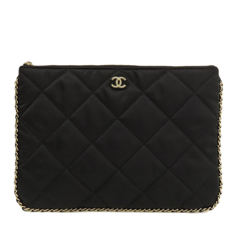 CHANEL Coco Mark Clutch Bag Satin Women's