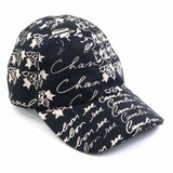 CHANEL Cap Coco Mark Camellia Cotton Black/Greige Women's